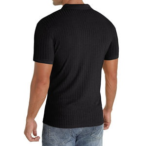 Vêtements de golf haut de gamme, pantoufles décontractées à manches courtes, logo personnalisé, streetwear, polos pour hommes en polyester/coton à demi-zip blanc - Product Image 2