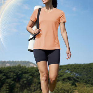 Camisetas de Moda al por Mayor para Mujer, Camisetas de Manga Corta con Cuello en V, Ropa Deportiva Transpirable para Gimnasio, Camisetas para Mujer - Product Image 5