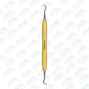 อุปกรณ์เหล็กสีเหลืองสดใส รุ่น Sickle Jack Scaler แบบแข็ง ปลายสองด้าน เครื่องมือผ่าตัดทางทันตกรรม ใช้แรงมือ ได้รับการรับรองมาตรฐาน CE - Product Image 6
