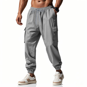 Pantalones Cargo Largos para <span class=keywords><strong>Hombre</strong></span> - Pantalones Deportivos Casuales Holgados de Talla Grande <span class=keywords><strong>con</strong></span> Logotipo Personalizado al por Mayor para Gimnasio y Aire Libre, Nuevos Pantalones Cargo de Color Sólido - Product Image 4