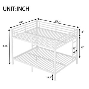 White Queen Over Queen Metal Bunk <b>Bed</b> for Teens and Adults <b>Space</b> <b>Saving</b> with Noise Reduction No Box Spring Needed - Product Image 3
