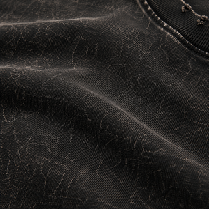 T-shirt noir surdimensionné pour homme WARPRO, manches courtes, coton, streetwear, col rond, design délavé et usé - Product Image 6