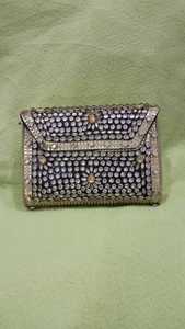 Bolso de mano azul con cuentas, adornado con metal, para fiesta, boda, o noche, hecho a mano, con mosaico, para mujer - Product Image 4