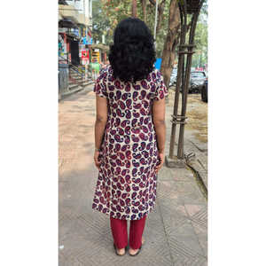 Indigo Pure Cotton Dabu Hand Block Impreso Media manga Long Kurta - Product Image 1