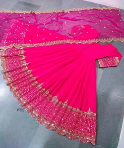 Traje Anarkali ZF-194 de Diseño con Bordado Georgette y Lentejuelas, Dupatta 84861 Rosa, de Secado Rápido, Ajuste Holgado, Largo hasta el Suelo, para Diwali - Product Image 4