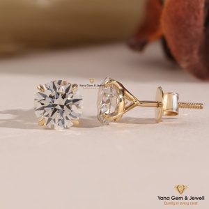 ต่างหูเพชรทรงกลม CVD Lab Grown Diamond แบบสวมใส่ทุกวันสำหรับผู้หญิง น้ำหนัก 4 กะรัต สี D ความสะอาด VVS2 ทองคำแท้ 14K รับรองโดย IGI - Product Image 2