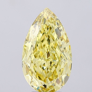 Diamant de laboratoire élégant de forme poire, jaune vif fantaisie, taille excellente, haute brillance, pierre lâche de type CVD 2A, pour la fabrication de bijoux. - Product Image 1
