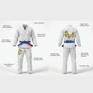 Kimono de Jiu Jitsu Brasileño de Algodón Suave, Uniforme de Entrenamiento de Artes Marciales Personalizado, Ligero y Duradero, Uniforme de Luchador - Product Image 2