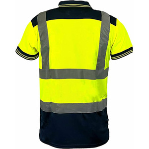 Men's High Visibility Reflective <b>Polo</b> Shirt Short Sleeve <b>Orange</b> Navy Knitted Quick Dry Casual Workwear - Product Image 5