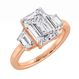 Bague en diamant de laboratoire 4 carats émeraude trapèze plaqué or rose de qualité supérieure, bijou raffiné, cadeau pour fiançailles et anniversaire - Product Image 1