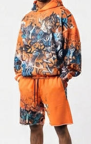 Men's Baggy <b>Sweat</b> Hoodie Short <b>Set</b> Full Sleeve Baggy Loose Fit Mid Drawstring Waist Two Piece Street Wear <b>Sweat</b> <b>Set</b> Men - Product Image 4