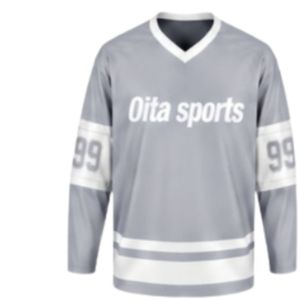 Maillot de hockey sur glace gris clair pour hommes, manches longues, polyester, chemise d'équipe athlétique, vêtements de sport pour l'entraînement - Product Image 1