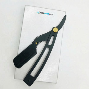 Rasoir personnalisé avec logo pour barbier, lame en acier durable pour le visage, le bikini et les aisselles, classique noir avec verrouillage à bascule - Product Image 6