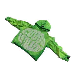 Streetwear Vintage surdimensionné en détresse délavé à l'acide coton 500 Gsm français éponge recadrée hommes strass sweats à capuche - Product Image 5