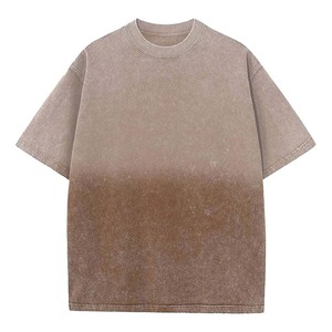 เสื้อยืดคอกลมโอเวอร์ไซส์ แขนสั้น ผู้ชาย สีพื้น ผ้าฝ้ายฟอก สไตล์ลำลอง ทรงพอดีตัว ผ้าเจอร์ซีย์ถัก - Product Image 3
