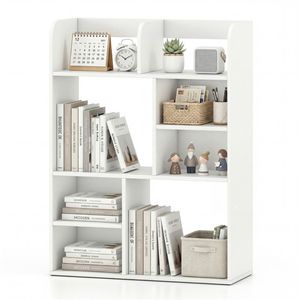 Libreria Verticale da Scrivania in MDF Robusto 23,5 x 9 x 31,5 Pollici con Caratteristiche Decorative per Libri e Articoli da Ufficio - Product Image 3