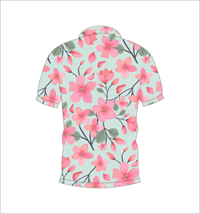 <b>Light</b> Pink Rose Floral Polo Shirt Green <b>Leaf</b> Pattern Short Sleeve Summer Casual Front Back View - Product Image 6