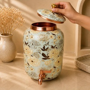 Dispensador de Agua Oriental de Cobre con Grifo y Tapa, Juego de Recipientes de Gran Capacidad para Uso Doméstico - Product Image 4