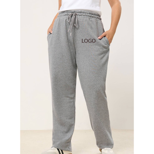 กางเกงวอร์มผ้าฝ้ายแท้ปักลายพัฟฟ์ทรงลำลองไซส์ XL เอวสูง มีเชือกผูก เหมาะสำหรับเล่นกีฬา น้ำหนักเบา ยืดหยุ่นได้ สำหรับผู้หญิง - Product Image 1