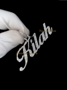 925 <b>Silver</b> VVS Moissanite Brilliant Cut Iced Custom <b>Initial</b> Cursive Name Moissanite Tester Pendant Minimalist Bling Charms Fine - Product Image 5