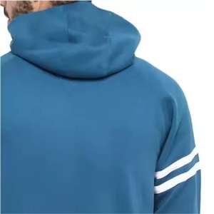 Sweat à capuche personnalisé pour homme, style streetwear, 100% coton, poids lourd, couleur bleu uni, pour adultes, hiver. - Product Image 5