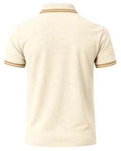 Polo de Algodón Beige Personalizado para Hombre con Cuello y Ribete de Manga en Contraste Marrón, Corte Clásico, Casual, Verano, Suministro al por Mayor OEM - Product Image 2