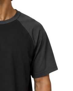 T-shirt Raglan Noir et Gris Foncé pour Homme, Manches Courtes, Col Rond, Coton, Personnalisé, Style Décontracté Streetwear, Color Block - Product Image 4