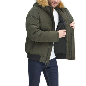 Blouson d'hiver matelassé pour homme, col montant, en toile, à capuche, style urbain, logo frontal, prix bas - Product Image 3