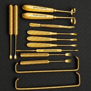 Ensemble d'instruments de chirurgie rhinoplastique en acier inoxydable plaqué or pour la récolte du cartilage costal et la raspatation des côtes, certifié CE - Product Image 3