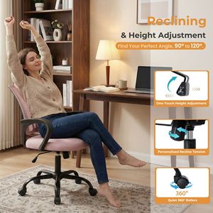 Ergonomic Mid <b>Back</b> <b>Office</b> <b>Chair</b> with Lumbar <b>Support</b> Breathable Mesh Backrest Adjustable Height PU Sponge Seat BIFMA Certified - Product Image 3