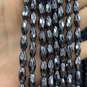 Cuentas facetadas de hematita, piedras preciosas naturales ovaladas, hilo de cuentas para la fabricación de joyas y manualidades DIY. - Product Image 1