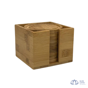 [TOP RATED] Eco-Friendly <b>Bamboo</b> Round Wooden Coaster Set with Raised Rim for Coffee Table <b>Mug</b> Glass Protector <b>Travel</b> Vietnam - Product Image 1