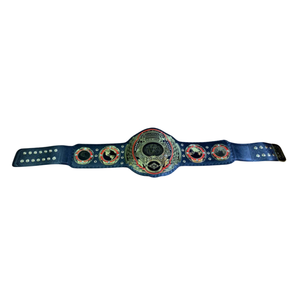 Ceinture de championnat de lutte mondiale plaquée argent avec design rouge et noir, sangle bleue, ceintures de titre de collection haut de gamme - Product Image 1