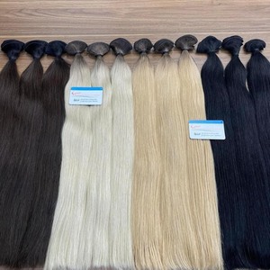 SUPER VENTA 100% Extensiones de cabello de trama atadas a mano de cabello humano vietnamita Precio de fábrica Súper sedoso recto Sin desprendimiento Sin enredos - Product Image 5