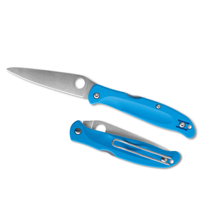 Cuchillos Plegables Azules de Alta Calidad con Hoja Afilada de Acero Inoxidable, Mango Curvo Cómodo, Orificio Circular para el Pulgar y Diseño Delgado Plateado - Product Image 2