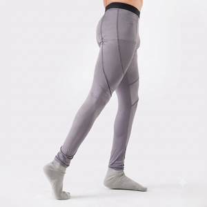 <b>Men's</b> Gray <b>Compression</b> Leggings Full Length Elastic Waist Solid Color Spandex Nylon Athletic <b>Tights</b> - Product Image 2