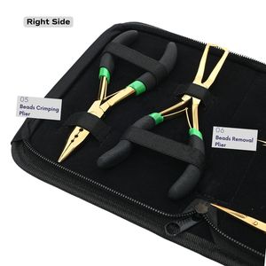 Kit d'outils professionnels pour extensions de cheveux noirs avec pince à extensions, mini-ciseaux, anneau de séparation et outil à crochet - Product Image 4