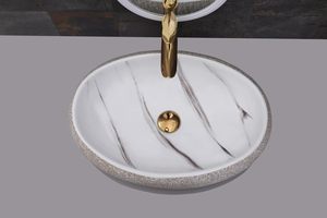 Luxury Designer White Marble Countertop Sink Wash <b>Basin</b>-Durable & Eco-Friendly for Home Restaurant Hotel Use - Product Image 3