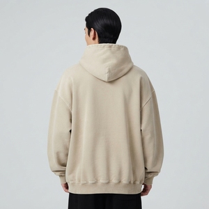 Sweat-shirt d'hiver pour homme, beige, brodé, en molleton de coton premium, respirant, streetwear, logo personnalisé, vente en gros - Product Image 2