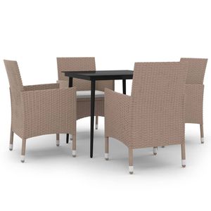 5 Piece Poly Rattan and Glass Patio Dining Set with <b>Cushions</b> for Garden Use - Product Image 2