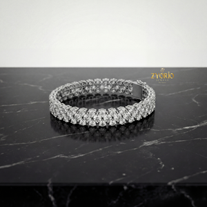 Sterling Silver Classic Double Row Lab Grown Diamond Statement <b>Bracelet</b> Elegant Sparkling Luxury Jewelry Women Wedding Gift - Product Image 2