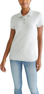 Polo de Manga Corta para Mujer, Color Gris Claro Sólido, 100% Algodón Piqué, Corte Regular Informal - Product Image 3