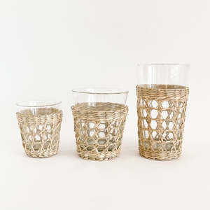 Couvercle en verre portable manchons de gobelets en jonc de mer naturel porte-tasses à insert tissé prix bon marché - Product Image 5