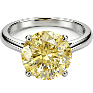 Anillo de Compromiso y Boda Vintage con Moissanita Amarilla RB Gems para Mujer, Hombre, Unisex, Chapado en Oro, Plata 925, Engaste de Garras, Personalizado - Product Image 1