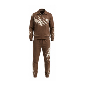 Ensemble de survêtement sportif pour hommes en gros, personnalisé, pour l'entraînement athlétique et la course, veste zippée et pantalon de jogging, fournisseur OEM ODM, usine sur mesure - Product Image 1
