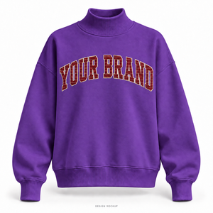 Sweat-shirt surdimensionné pour femme, col montant, violet, avec appliqué brodé et logo, 32 couleurs, tailles XS-3XL - Product Image 1