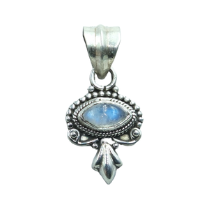 Colgante Hecho a Mano de Plata de Ley 925 con Piedra Lunar Arcoíris Natural, Joyería de Piedra Lunar con Destello Azul de Diseño Vintage para Mujer - Product Image 1