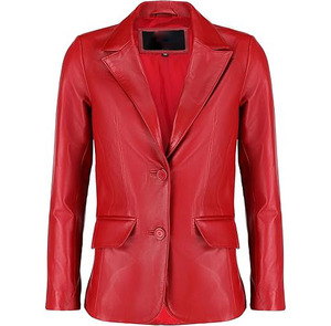 Wholesale High Quality Women's <b>Jackets</b> Red <b>Leather</b> <b>Blazer</b> Women OEM Genuine <b>Leather</b> Casual Coat Long Sleeves Custom Logo Colors - Product Image 1