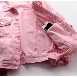 Veste en jean bleu classique personnalisée pour femme, écologique, délavée, style streetwear décontracté, tendance automne-hiver - Product Image 3