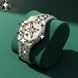 Montre de luxe à mouvement automatique en acier inoxydable avec cadran en cristal, style hip-hop glacé, en moissanite, édition limitée, pour unisexe - Product Image 5